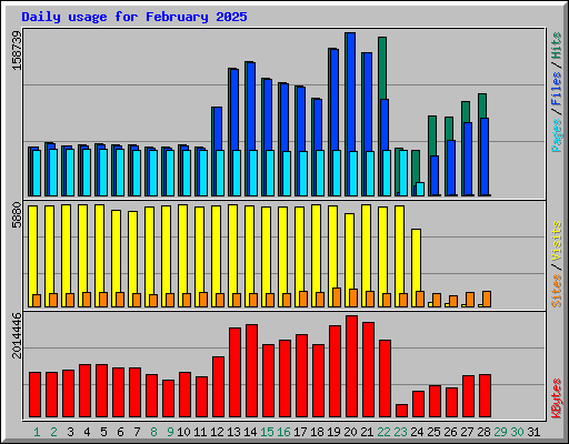 Daily usage for February 2025